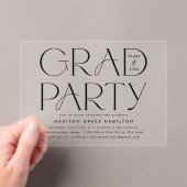 Moderne zwarte typografie afstudeerfeest acryl uitnodigingen (Insitu (Draagbaar))