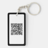 Moderne zwarte typografie Black Border QR-code Sleutelhanger (achterkant)