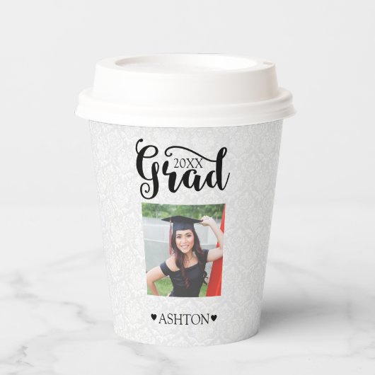 Moderne zwarte typografie en fotopapier beker (Voorkant)