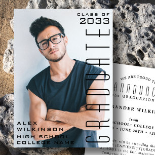 Moderne zwarte Typografie Foto Simple Afstuderen Aankondiging