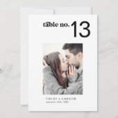 Moderne Zwarte Typografie Foto Tafelnummer (Achterkant)