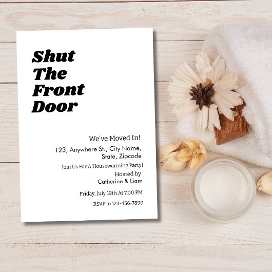 Moderne Zwarte Typografie Funny Housewarming party Kaart