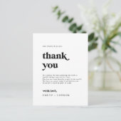 Moderne zwarte Typografie Hartelijk dank voor uw K Briefkaart (Staand voorkant)