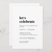 Moderne zwarte Typografie Laten we vieren Kaart (Voorkant / Achterkant)