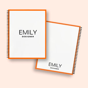 Moderne zwarte typografie Notitieboek Oranje gre