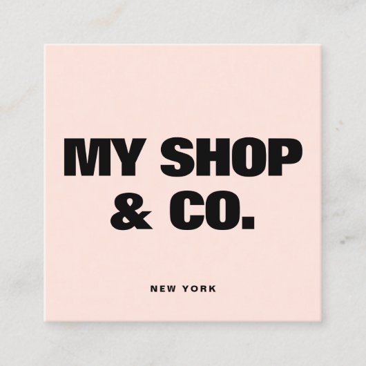 Moderne zwarte typografie QR-code Vierkante Visitekaartje (Voorkant)