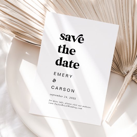 Moderne zwarte typografie Sparen de Datum Save The Date