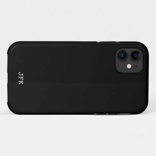 Moderne zwarte vaste witte initialen, aangepast Case-Mate iPhone case (Achterkant (horizontaal))