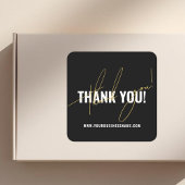 Moderne zwarte verpakking bedankt vierkante sticker
