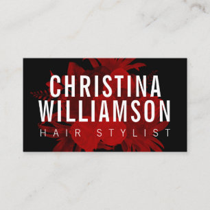 Moderne zwarte vetgedrukte donkerrode  bloemboeken visitekaartje