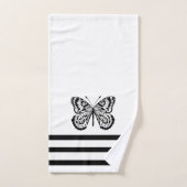 Moderne zwarte vlinders en stripes bad handdoek (Handdoek)