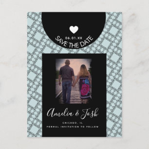 Moderne zwarte vormen Patroon Opslaan Briefkaart d