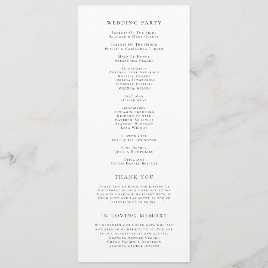 Moderne zwarte Waterverf Rozen Bloemenbruiloft Programma (Achterkant)