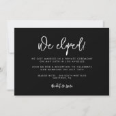 Moderne zwarte 'We zijn weggelopen' kaart (Voorkant)