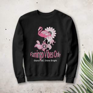 Moderne Zwarte Whimsical Tropische Vogel Roze Flam Trui