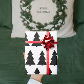 Moderne zwarte winterkerstmis cadeaupapier