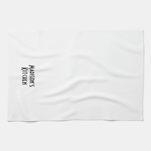 Moderne zwarte witte aangepaste monogram theedoek (Horizontaal)