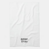 Moderne zwarte witte aangepaste monogram theedoek (Verticaal)