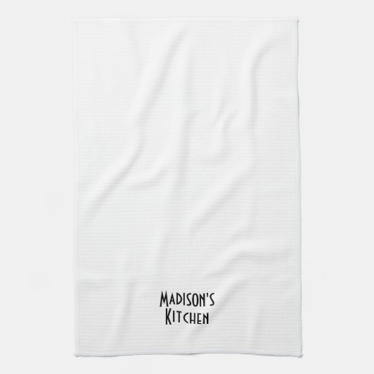 Moderne zwarte witte aangepaste monogram theedoek (Verticaal)