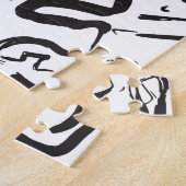 Moderne zwarte witte Abstracte graffiti-penseelstr Legpuzzel (Zijkant)
