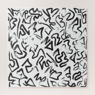 Moderne zwarte witte Abstracte graffiti-penseelstr Legpuzzel