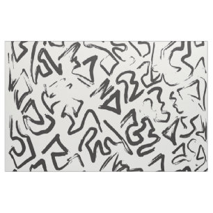 Moderne zwarte witte Abstracte graffiti-penseelstr Stof