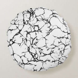 Moderne zwarte witte abstracte marmer rond kussen