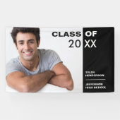 Moderne zwarte witte Afstuderen Foto Partij Spandoek (Horizontaal)