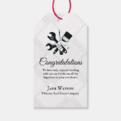 Moderne Zwarte & Witte Blok Bouw Constructie Cadeaulabel (Voorkant)