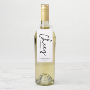Moderne Zwarte & Witte Borstel Lettering Proost Fe Flessenhanger