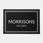 Moderne zwarte witte douanenaam datum dubbele gren deurmat (Voorkant)