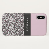 Moderne zwarte, witte en roze dierenluipaardprint Case-Mate iPhone case (Achterkant (horizontaal))
