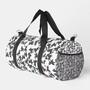 Moderne zwarte witte en roze wilde zebra plunjezak