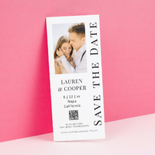 Moderne Zwarte Witte Foto QR Code Trouwen Save The Date