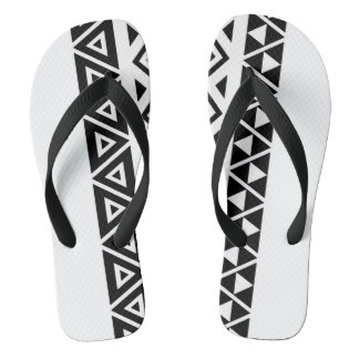 Moderne Zwarte & Witte Geometrische Slippers voor  Teenslippers