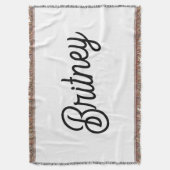 Moderne zwarte witte gepersonaliseerde monogram en deken (Voorkant Verticaal)