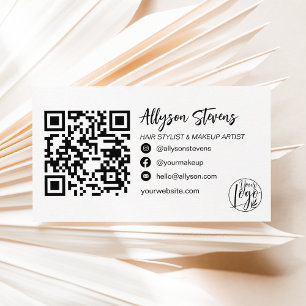 moderne zwarte witte haarmake - up foto logo qr co visitekaartje