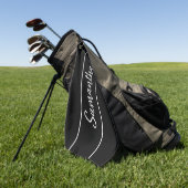 Moderne zwarte witte handschrift met scriptnaam golfhanddoek (Groen)
