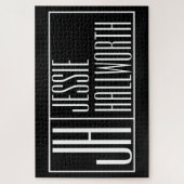 Moderne, zwarte & witte, Initialen & naamaanblik Legpuzzel (Verticaal)