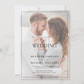 Moderne zwarte witte kalligrafie Vellum 3 Foto Kaart (Voorkant)