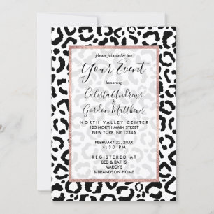 Moderne zwarte witte luipaard dierprintpatroon kaart