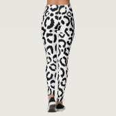 Moderne zwarte witte luipaard dierprintpatroon leggings (Achterkant)