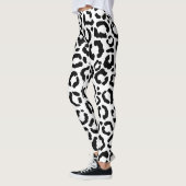 Moderne zwarte witte luipaard dierprintpatroon leggings (Links)