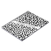 Moderne zwarte witte luipaard dierprintpatroon notitieboek (Linkerzijde)