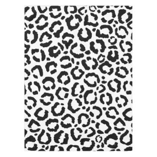 Moderne zwarte witte luipaard dierprintpatroon tafelkleed