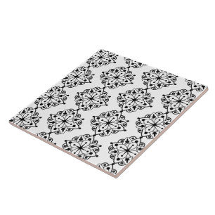 Moderne Zwarte Witte Mandala Marmeren Keramische T Tegeltje