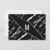 Moderne zwarte witte marmer Roos Gold Chic Save The Date (Achterkant)