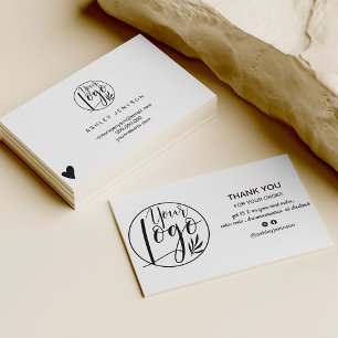 Moderne zwarte witte minimalistische logo bedankt visitekaartje