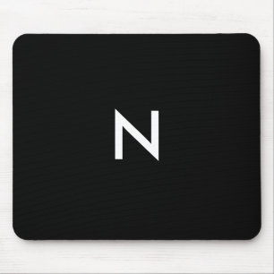 Moderne Zwarte Witte Minimalistische Monogram Begi Muismat