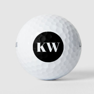 Moderne Zwarte Witte Monogram Beginletters Geperso Golfballen